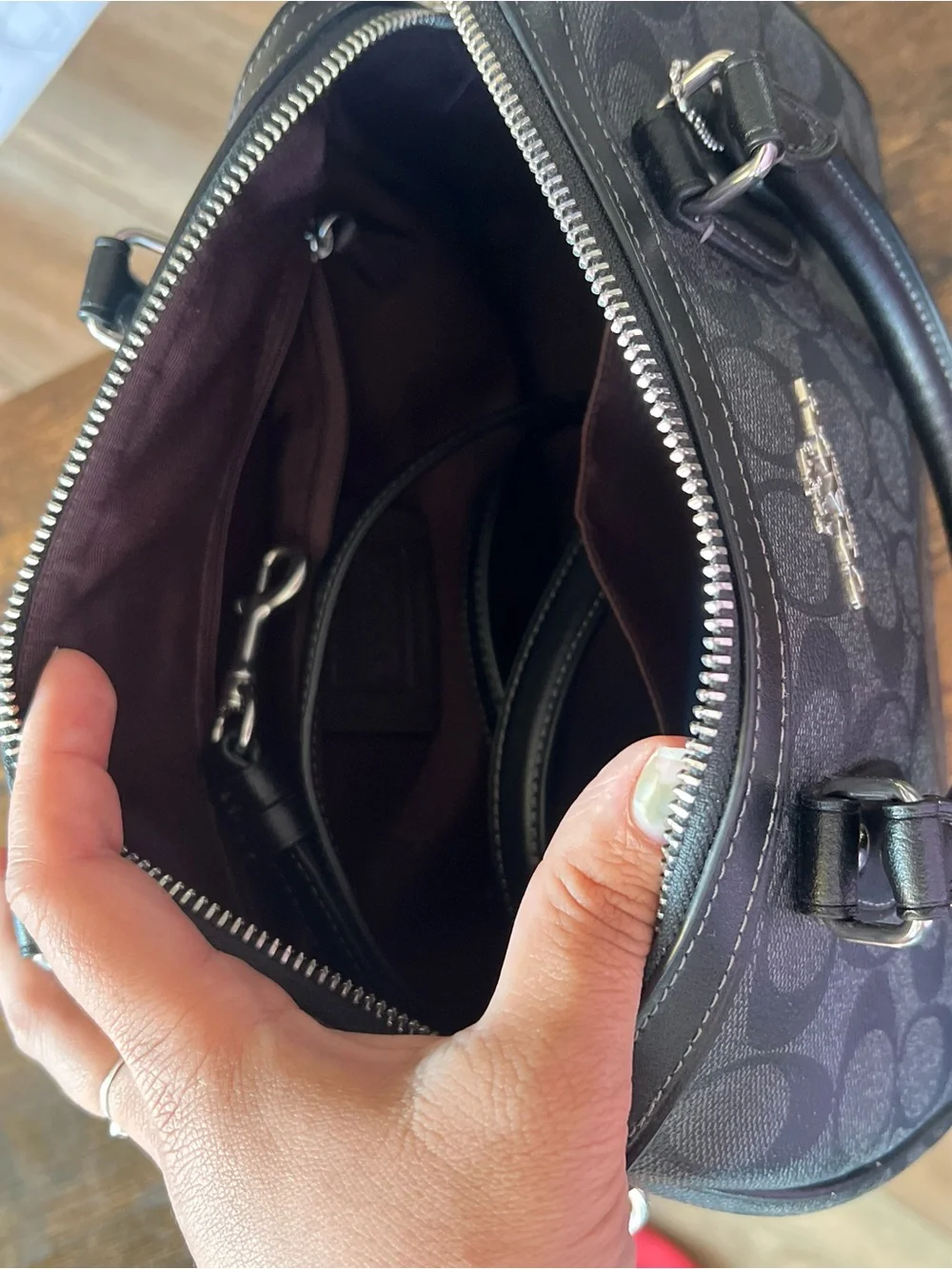 Medium Coach Black/Grey Rowan CH280 Crossbody Bag Purse Leather